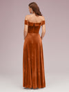 Elegant Stretch Velvet Off Shoulder Side Slit Long Bridesmaid Dresses Online