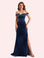 Elegant Off Shoulder Sleeveless Side Slit Long Mermaid Velvet Bridesmaid Dresses Online