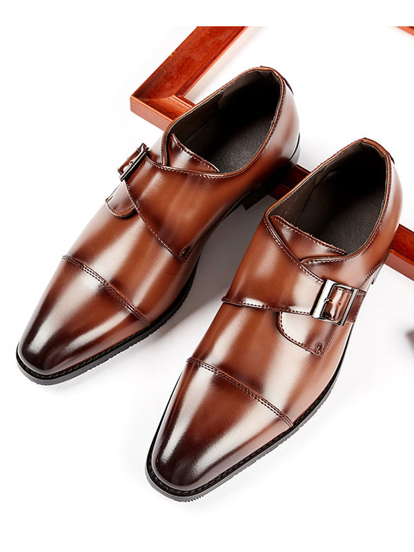 Cap Toe Monk Strap Formal Leather Shoes Wedding Shoes