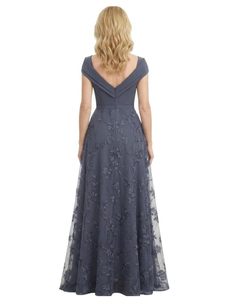 Elegant V-Neck Cap Sleeves Lace Chiffon A-line Mother of The Bride and Groom Dresses