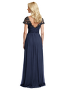 Elegant V-Neck Short Sleeves Lace Chiffon A-line Mother of The Bride and Groom Dresses