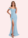 Sexy Off Shoulder Side Slit Stretch Jersey Long Mermaid Bridesmaid Dresses Online