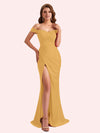 Sexy Off Shoulder Side Slit Stretch Jersey Long Mermaid Bridesmaid Dresses Online