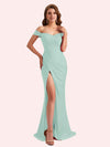 Sexy Off Shoulder Side Slit Stretch Jersey Long Mermaid Bridesmaid Dresses Online