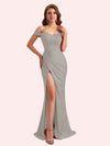 Sexy Off Shoulder Side Slit Stretch Jersey Long Mermaid Bridesmaid Dresses Online