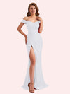 Sexy Off Shoulder Side Slit Stretch Jersey Long Mermaid Bridesmaid Dresses Online