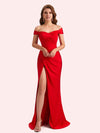 Sexy Off Shoulder Side Slit Stretch Jersey Long Mermaid Bridesmaid Dresses Online