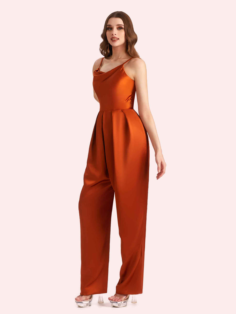 Elegant Jewel Sleeveless Mermaid Soft Satin Long Matron of Jumpsuit For Wedding Elegant Jewel Sleeveless Mermaid Soft Satin Long Matron of Jumpsuit For Wedding