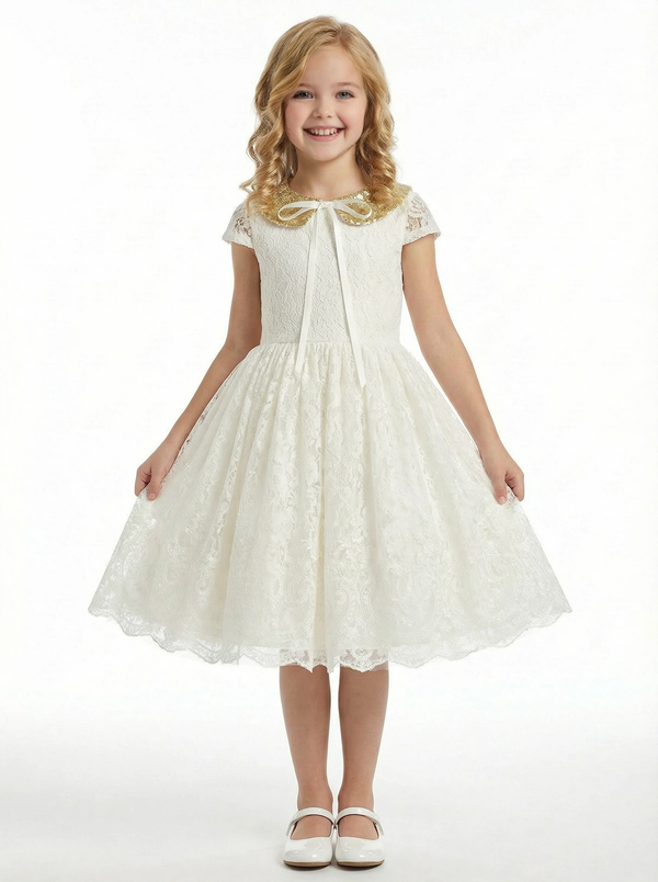 A-Line Wedding Flowers Girl Gowns Pageant Dress Flower Princess Dress Lace Sequin Gowns