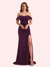 Elegant Off Shoulder Sleeveless Long Mermaid Velvet Bridesmaid Dresses Online