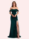 Elegant Off Shoulder Sleeveless Long Mermaid Velvet Bridesmaid Dresses Online