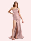 Sexy Side Slit Sweetheart Mermaid Soft Satin Long Matron of Honor Dress For Wedding