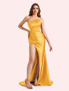 Sexy Side Slit Sweetheart Mermaid Soft Satin Long Matron of Honor Dress For Wedding