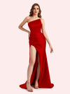 Sexy Side Slit Sweetheart Mermaid Soft Satin Long Matron of Honor Dress For Wedding