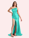 Sexy Side Slit Sweetheart Mermaid Soft Satin Long Matron of Honor Dress For Wedding
