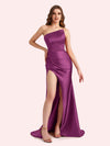 Sexy Side Slit Sweetheart Mermaid Soft Satin Long Matron of Honor Dress For Wedding