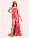 Sexy Side Slit Sweetheart Mermaid Soft Satin Long Matron of Honor Dress For Wedding