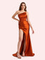 Sexy Side Slit Sweetheart Mermaid Soft Satin Long Matron of Honor Dress For Wedding
