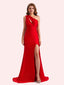 Sexy One Shoulder Side Slit Stretch Jersey Long Mermaid Bridesmaid Dresses Online