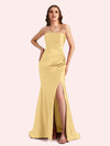 Sexy Sweetheart Mermaid Side Slit Soft Satin Long Matron of Honor Dress For Wedding