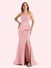 Sexy Sweetheart Mermaid Side Slit Soft Satin Long Matron of Honor Dress For Wedding