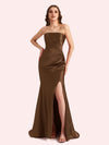 Sexy Sweetheart Mermaid Side Slit Soft Satin Long Matron of Honor Dress For Wedding
