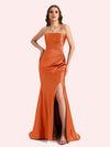 Sexy Sweetheart Mermaid Side Slit Soft Satin Long Matron of Honor Dress For Wedding