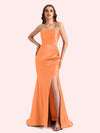 Sexy Sweetheart Mermaid Side Slit Soft Satin Long Matron of Honor Dress For Wedding