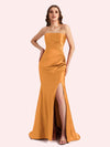 Sexy Sweetheart Mermaid Side Slit Soft Satin Long Matron of Honor Dress For Wedding