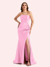 Sexy Sweetheart Mermaid Side Slit Soft Satin Long Matron of Honor Dress For Wedding