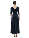 Elegant V-neck Half Sleeves Velvet A-Line Ankle-Length Mother Of The Bride Dresses
