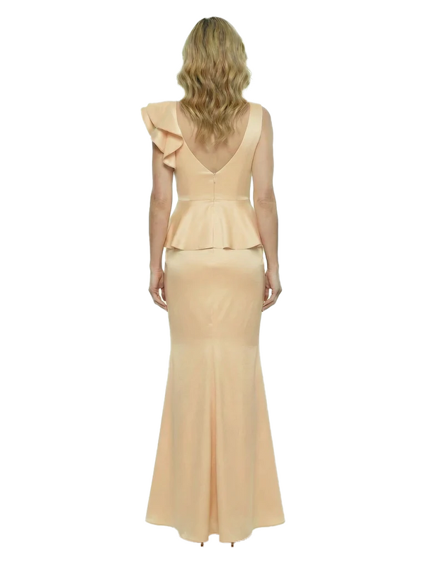 Elegant Scoop Ruffle Satin Mermaid Mother Of The Bride Dress
