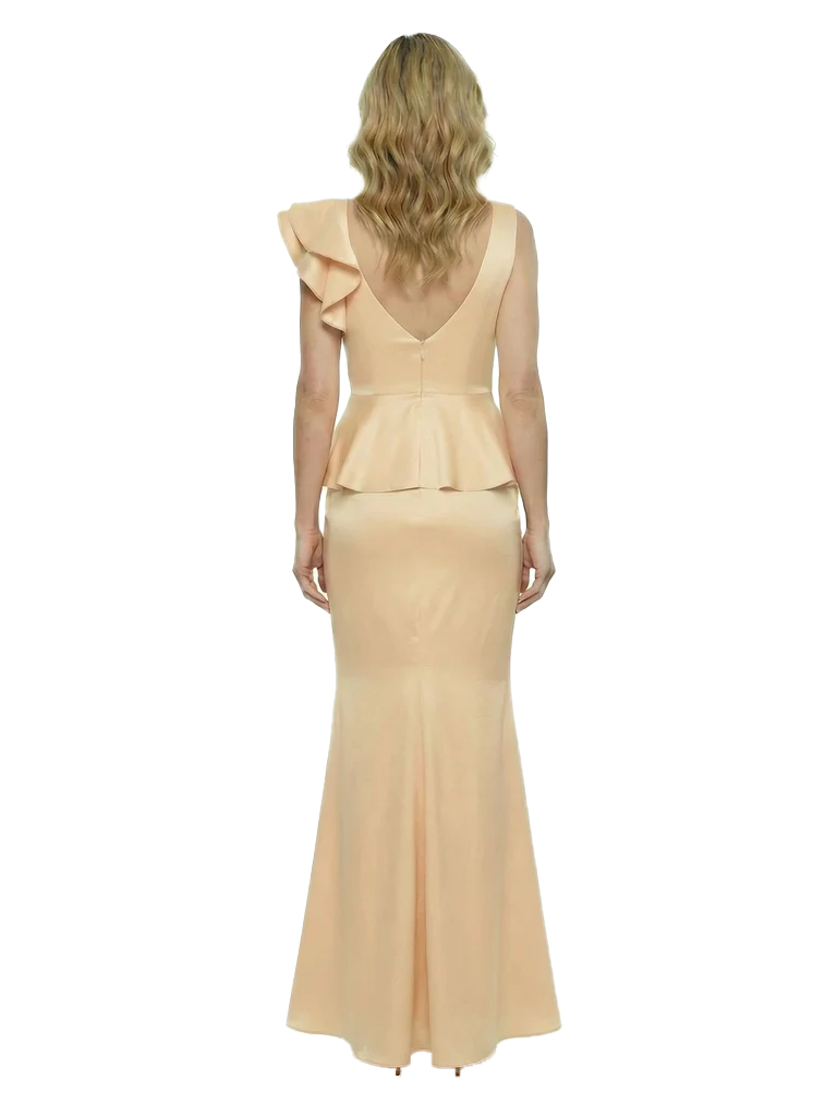 Elegant Scoop Ruffle Satin Mermaid Mother Of The Bride Dress