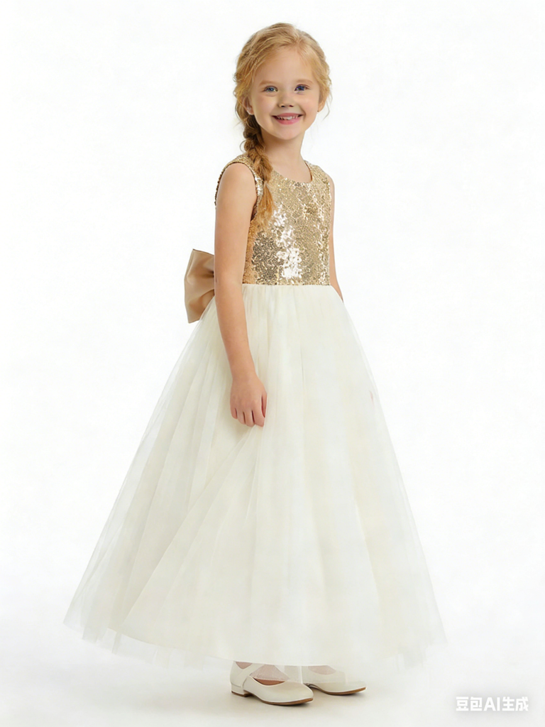 Wedding Flowers Girl Gowns Sequin Little Flowers Communion Wear Flower Princess Dress