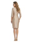 Simple V-Neck Long Sleeve Ruched Satin Cocktail Mother of the Groom Evening Dress