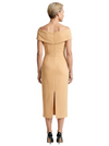Mother of The Bride Dress Classy Off Shoulder Crepe Sheath Midi Gown Modern Wrap Detail