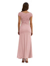 Elegant V-Neck Lace Cap Sleeves Chiffon Mermaid Short Mother Of The Bride Dresses