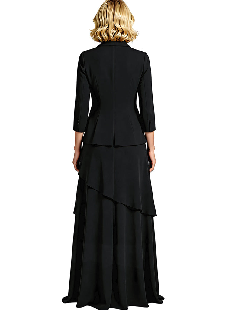 Elegant V-neck 3/4 Sleeves A-line Chiffon Grandmother of the Bride Dresses With Jackets