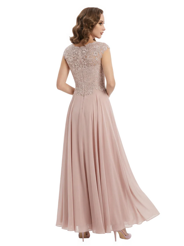 Beautiful Cap Sleeve Lace Chiffon A-Line Mother of the Bride dresses