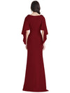 Elegant Crepe Scoop Flutter Sleeve Mermaid Long Mother of The Bride Dresses