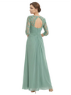 Sweetheart Ruched Lace 3/4 Sleeves A-Line Chiffon Mother Of The Groom Dress