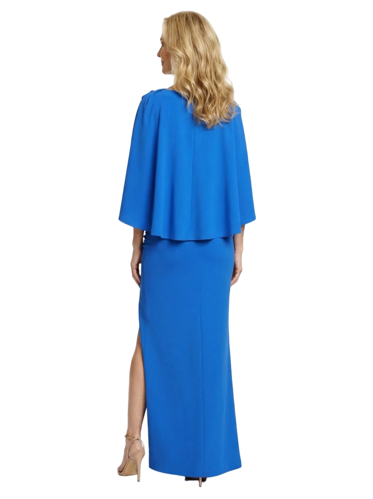 Modern Cape Sleeves Crepe Mermaid Long Mother of the Brides Dresses