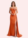 Elegant Sweetheart Mermaid Side Slit Soft Satin Long Matron of Honor Dress For Wedding