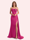 Elegant Sweetheart Mermaid Side Slit Soft Satin Long Matron of Honor Dress For Wedding
