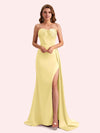 Elegant Sweetheart Mermaid Side Slit Soft Satin Long Matron of Honor Dress For Wedding