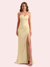 Elegant Sweetheart Side Slit Mermaid Soft Satin Long Matron of Honor Dress For Wedding