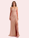 Elegant Sweetheart Side Slit Mermaid Soft Satin Long Matron of Honor Dress For Wedding