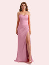 Elegant Sweetheart Side Slit Mermaid Soft Satin Long Matron of Honor Dress For Wedding For Sale