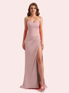 Elegant Sweetheart Side Slit Mermaid Soft Satin Long Matron of Honor Dress For Wedding For Sale