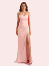 Elegant Sweetheart Side Slit Mermaid Soft Satin Long Matron of Honor Dress For Wedding